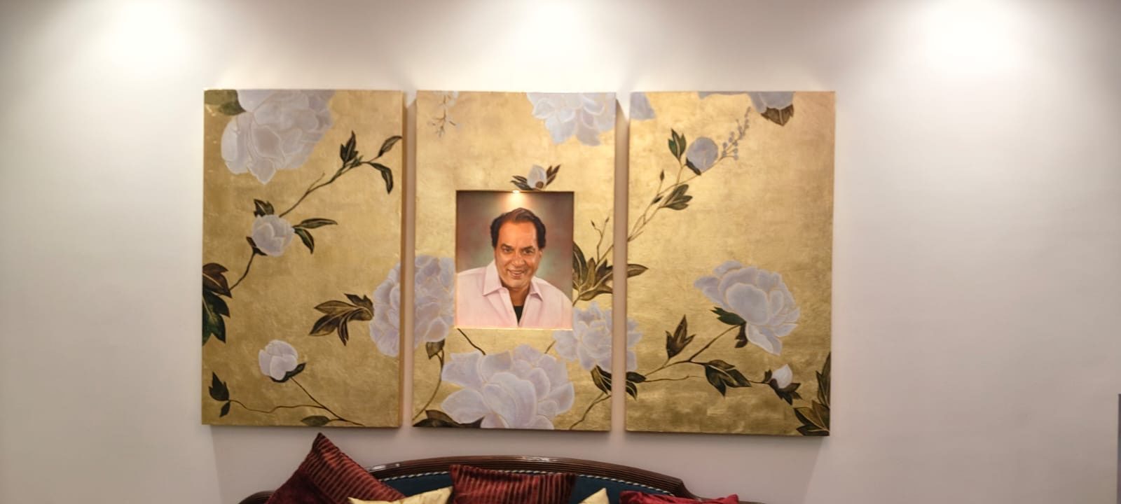 Custom Gold Leaf Artwork Tribute to Dharmendra Ji